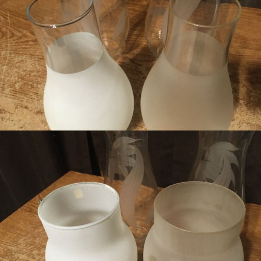 4X OIL LAMP GLASS CHIMNEY FROSTED WHITE LEAVES - Picture 7 of 12
